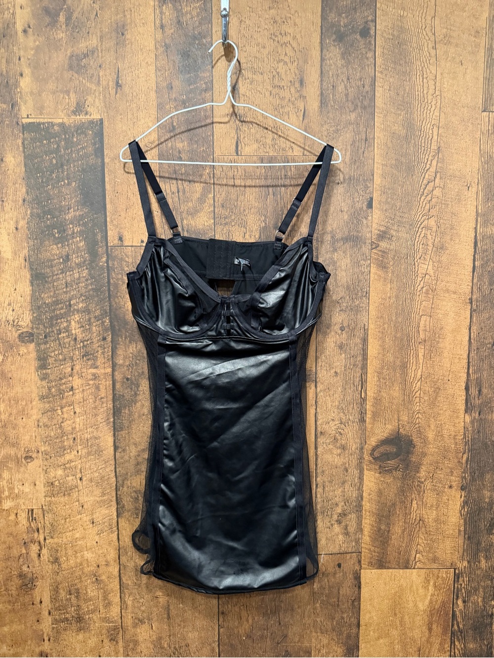 Torrid curve Sleek Black Faux Leather Slip Dress with Adjustable Straps size 1